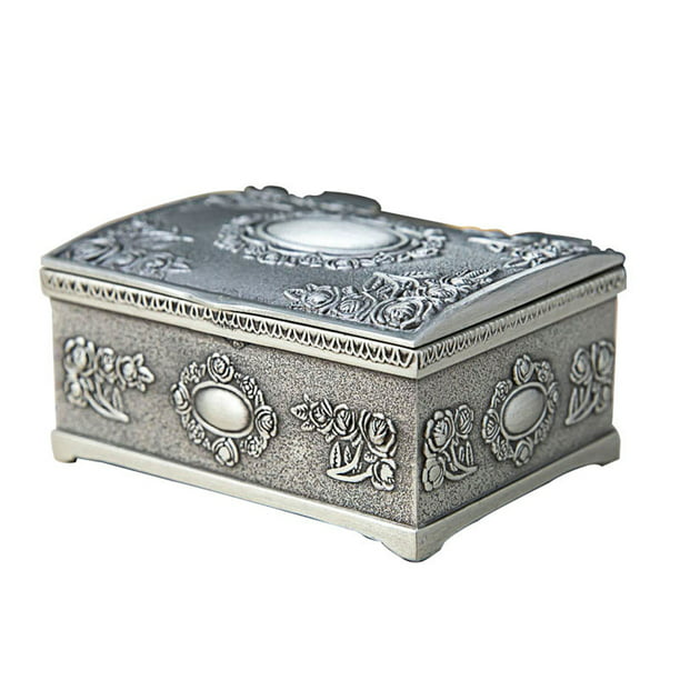 aluminium embossed trinket/jewellery/keepsake box with 4 drawers Wooden